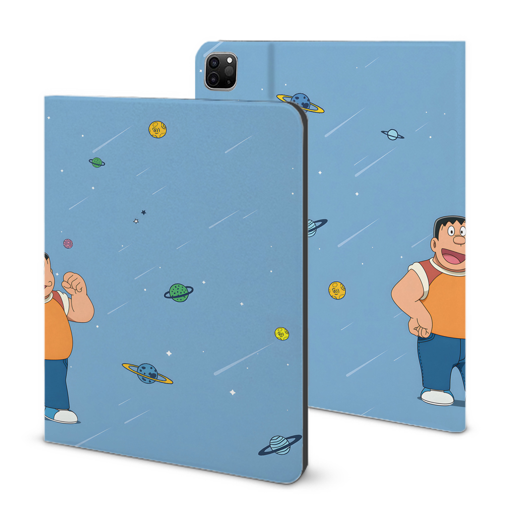 （画像用） ドラえもん Doraemon IPad ケース ブック型 PUレザー TPU 耐衝撃 軽量 薄型 ペン収納なし 全面保護 IPad 各モデル対応